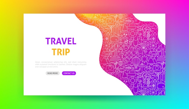 Vector travel trip landing page. vector illustration of web banner.