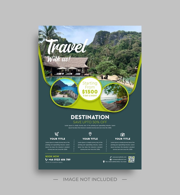 Travel or trip sale flyer design business concept