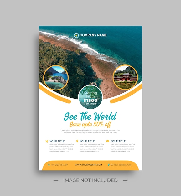 Travel or trip sale flyer design business concept