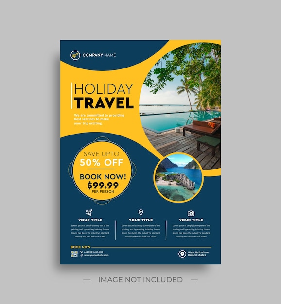 Travel or trip sale flyer design business concept