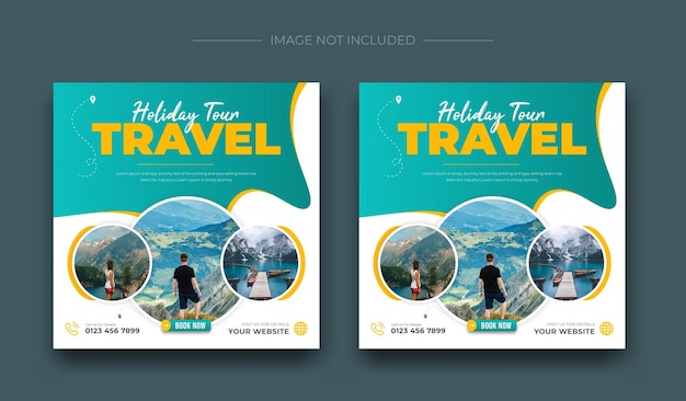 Travel vacation banner social media instagram post template