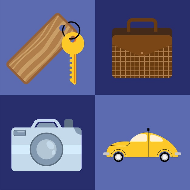 Travel vacations four icons