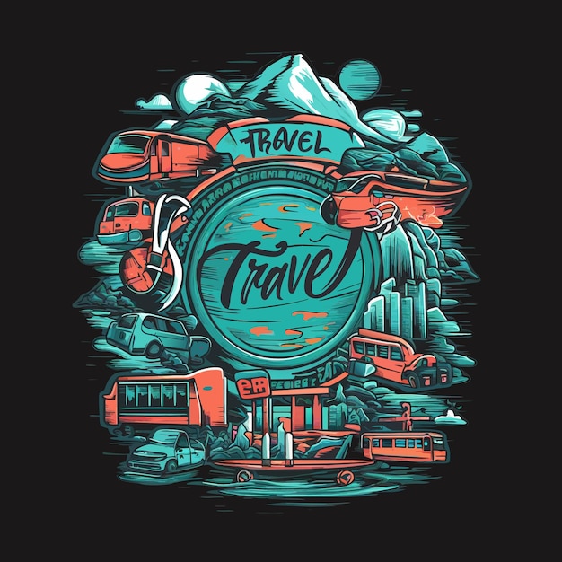 Travel vector design for t shirt Generative AI