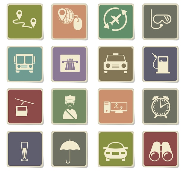 Travel vector icons for user interface design