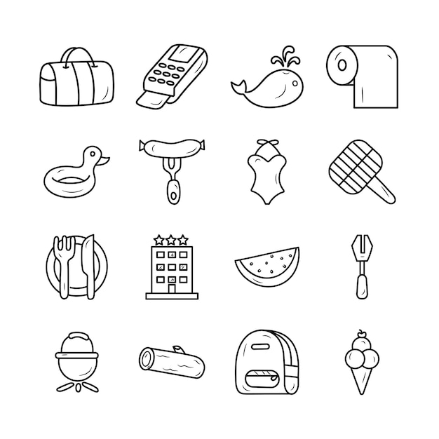 Travel Vector Outline Hand Draw icon Set 6