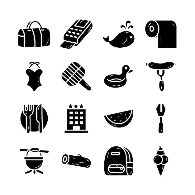 Travel Vector Solid Hand Draw icon Set 2