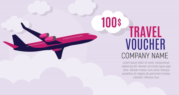 Travel Voucher 100 Dollar Template with Airplane