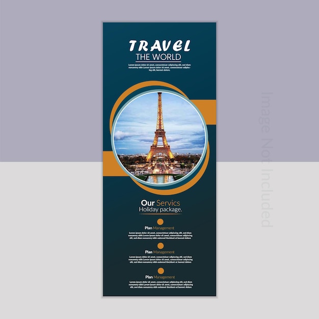 Vector travel the world roll up banner design