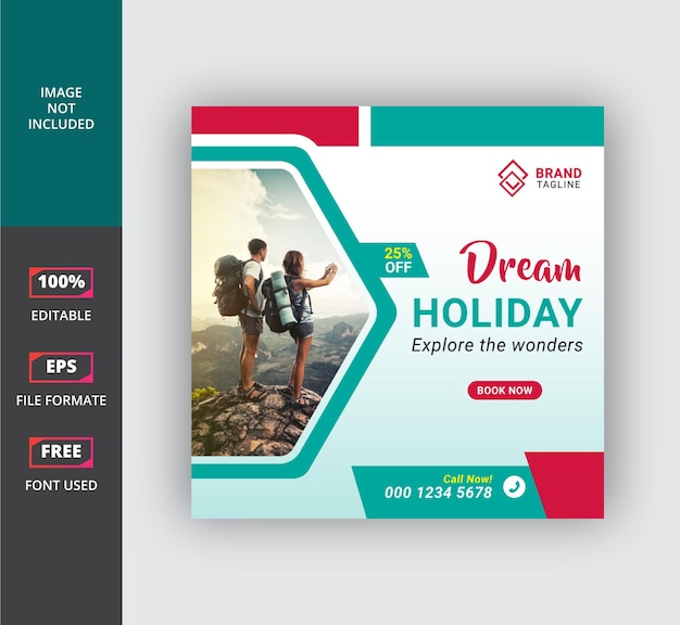 Travel world social media banner post template