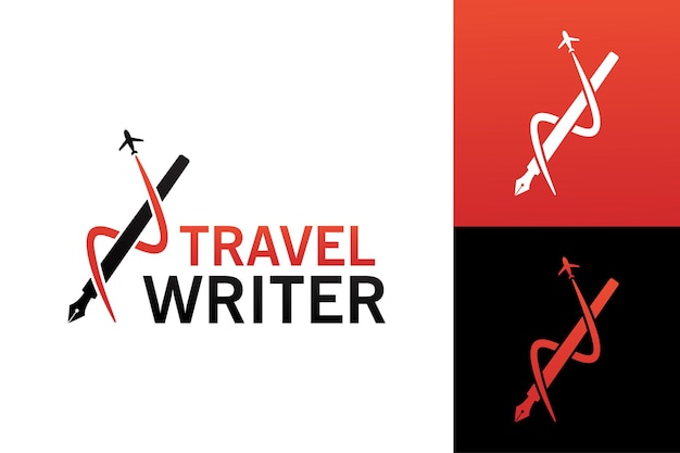 Travel writer logo template premium vector