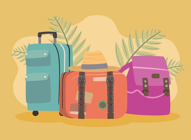 Travelbags and suitcase travel icons