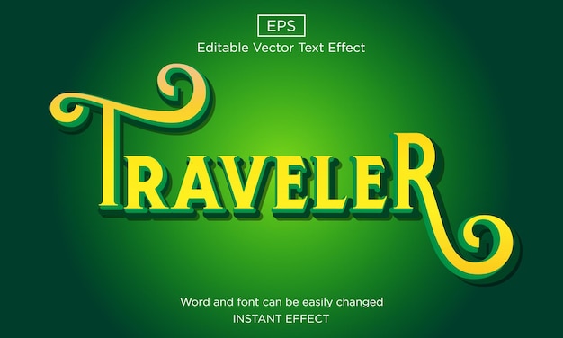 Traveler 3d editable text effect Premium Vector