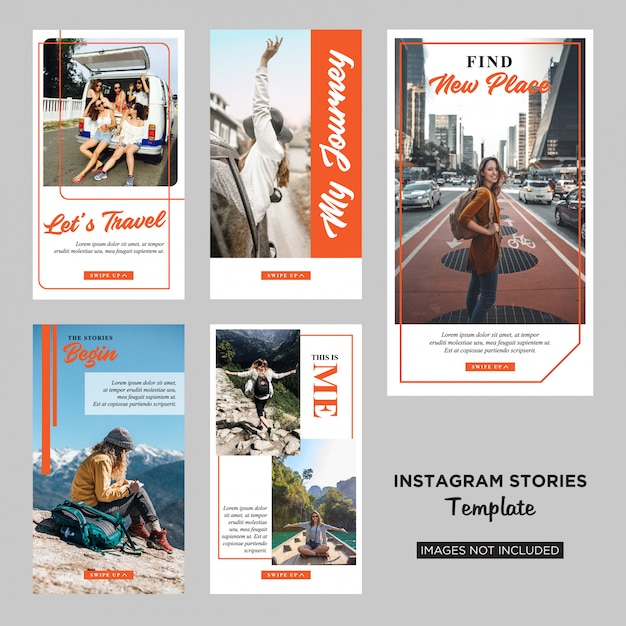 Traveler Instagram stories design template Premium Vector