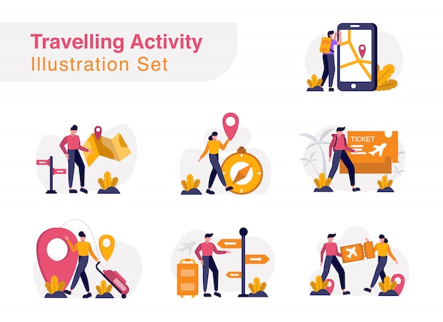 Traveling Activity Illustration Set