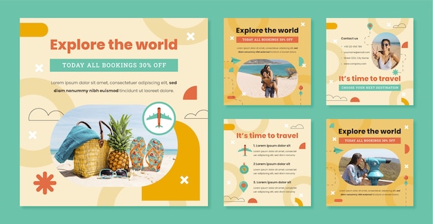 Traveling adventure instagram posts template