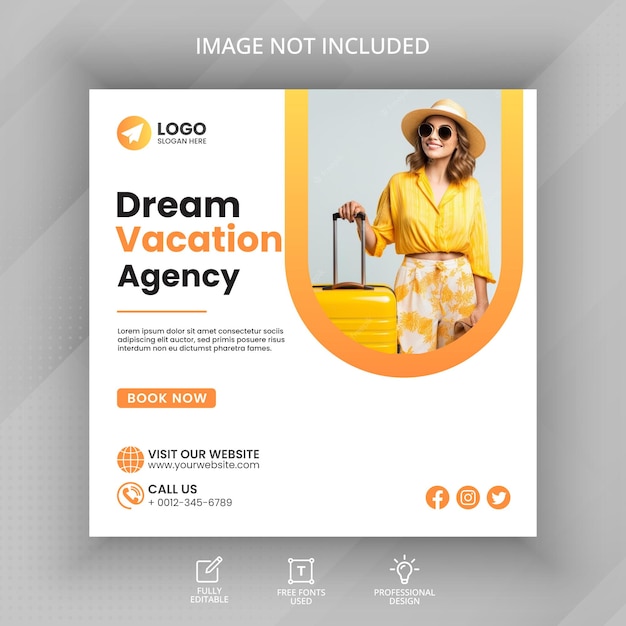 Traveling advertisement social media post banner