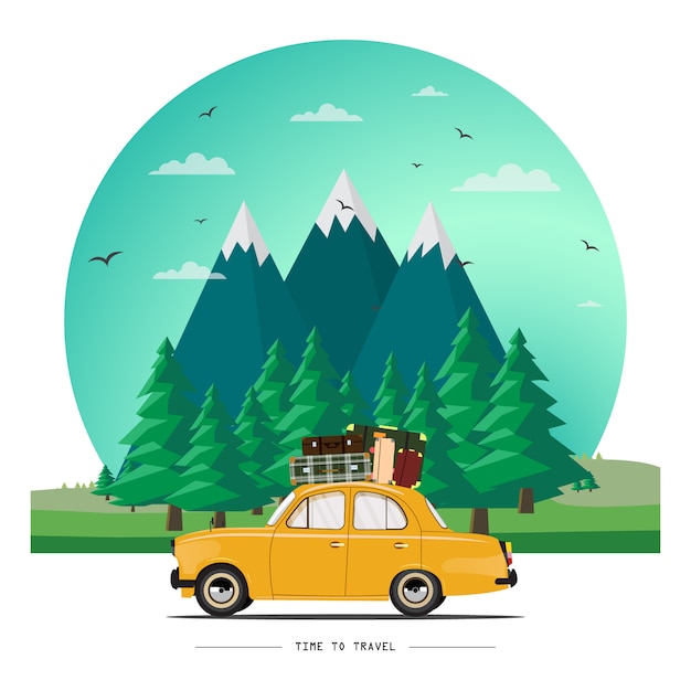 Vector traveling car illustration