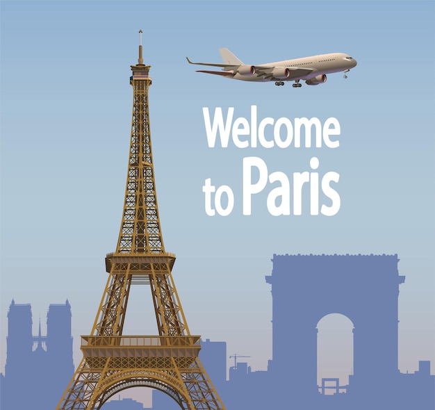 Traveling in France flights to Paris Vector