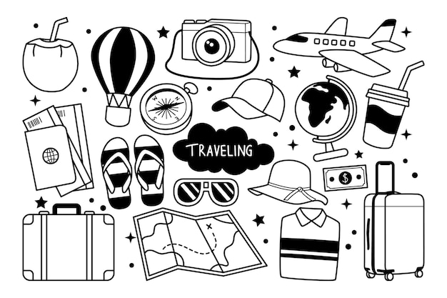 Traveling hand drawn doodle illustration