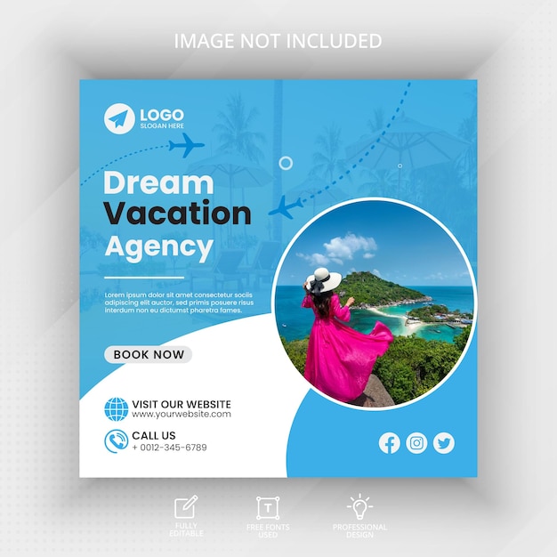 Traveling Special sale tour agency social media post banner template design