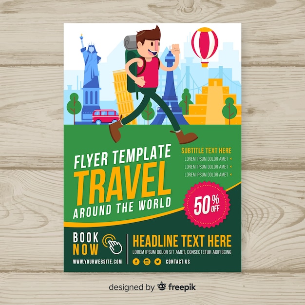 Travelling boy flyer template