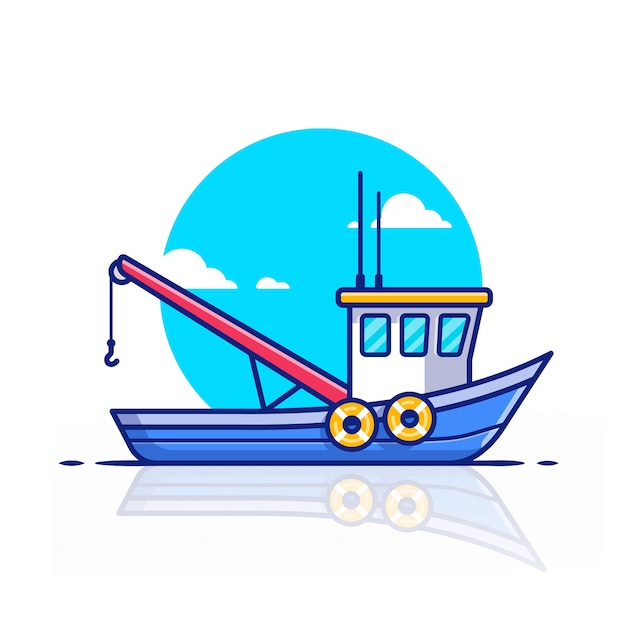 Trawler Boat Ship   Icon Illustration. Water Transportation Icon Concept   .   