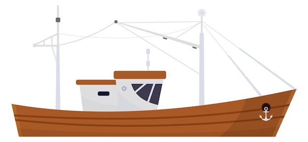 Trawler color icon Fishing boat Marine ship