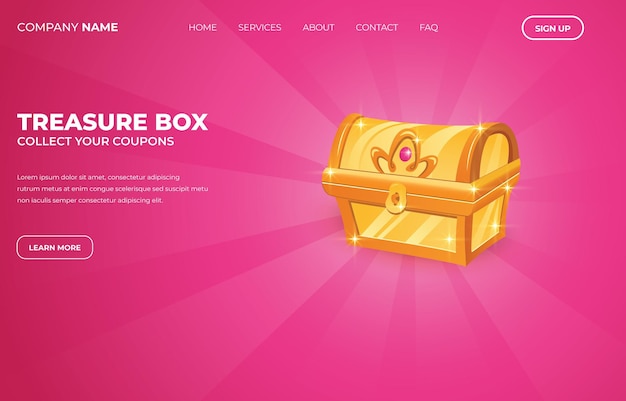 Treasure Box Landing Web Page Design, Coupon Sale Background