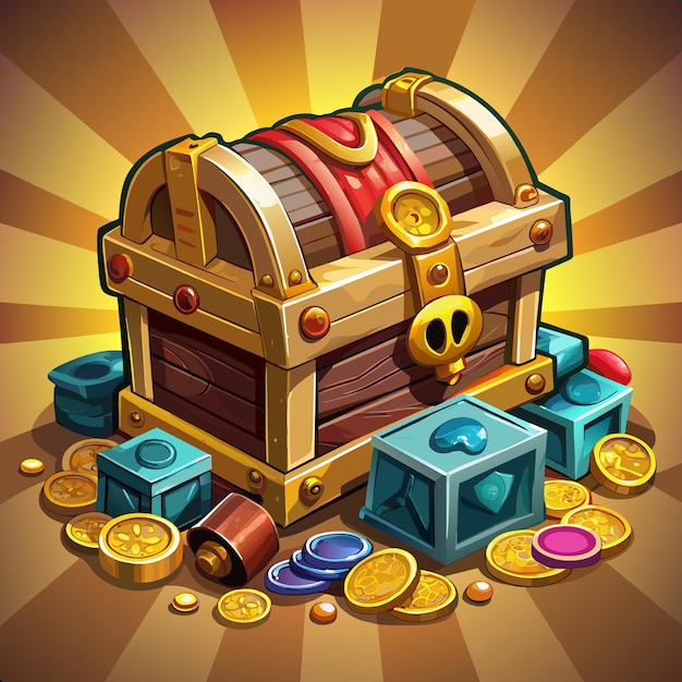 Treasure Chest cartoon vector Illustration flat style artwork concept