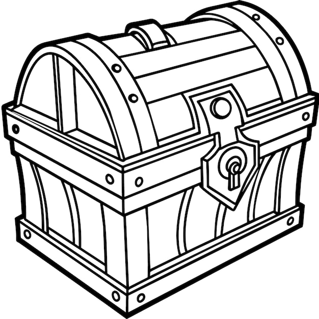 Treasure Chest outline illustration digital coloring book page line art drawing