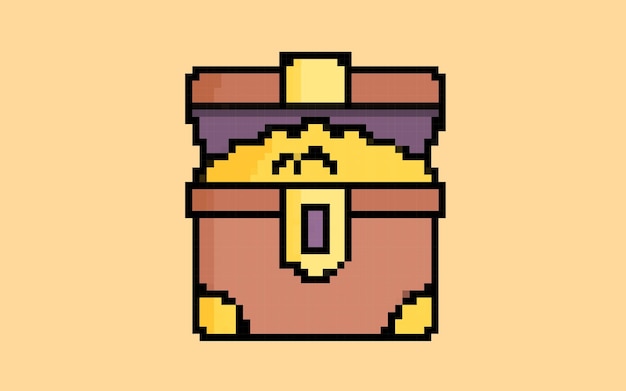 Treasure chest pixel style illustration vector 8bit concept colorful prize idea game asset