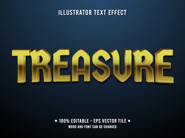 Treasure editable text effect modern style with golden color