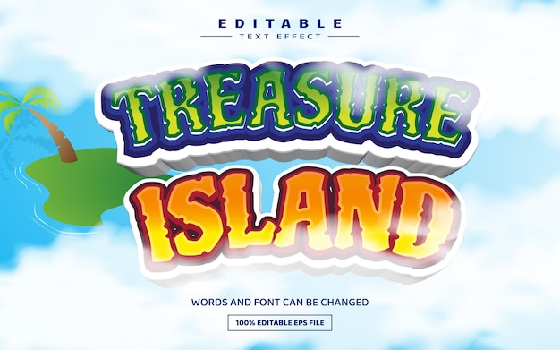 Treasure island 3D editable text effect template