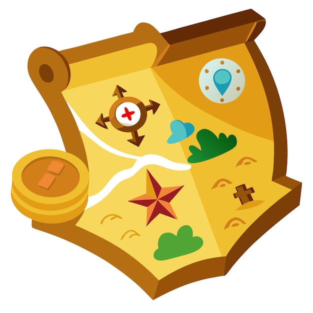 Vector treasure map clipart vector art and illustration