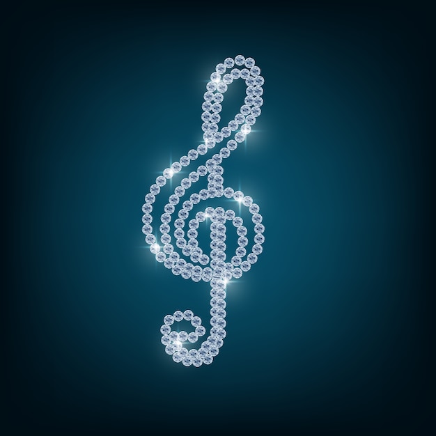 Treble clef with concept diamond