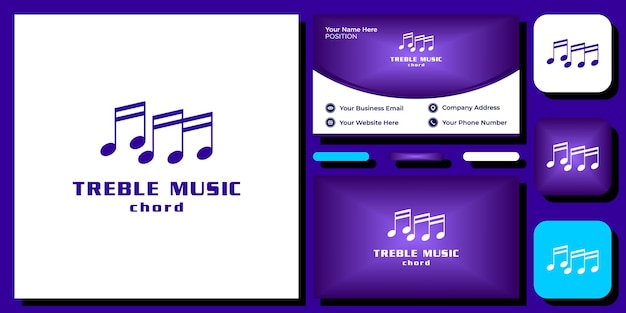 Treble Music chord notes vocal sheet paper with business card template