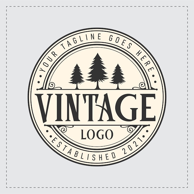 Tree adventure travel retro vintage style logo design Vintage style logo design template