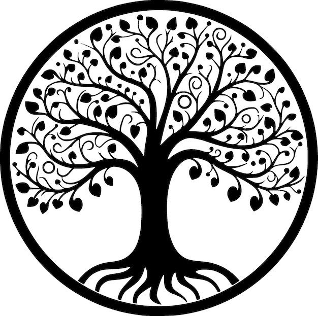 Tree Black and White Isolated Icon Vector illustration