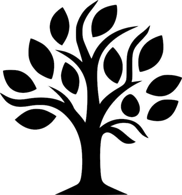 Tree Black and White Isolated Icon Vector illustration