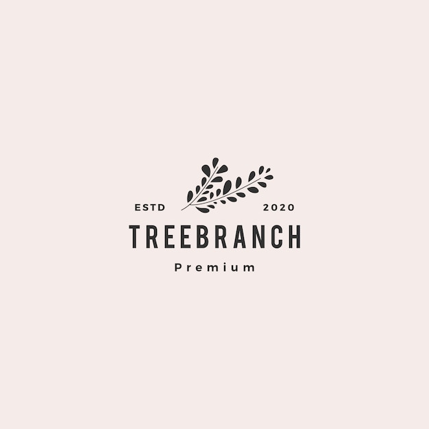 Tree branch leaf logo hipster vintage retro  