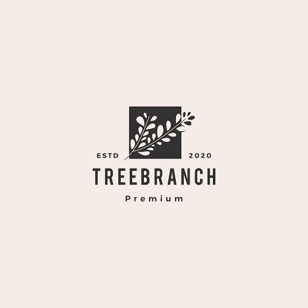 Tree branch leaf logo hipster vintage retro  