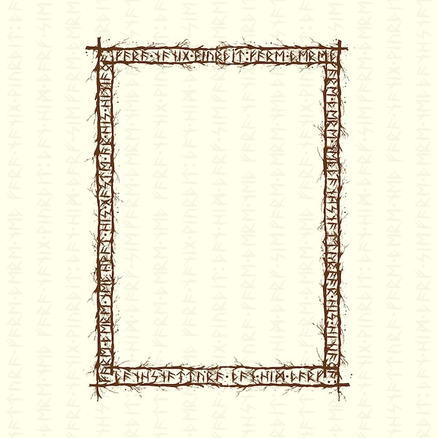 Tree branch runes rectangle frame