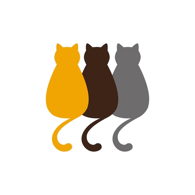 Vector tree cat family concept logo design flat vector