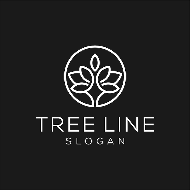 Tree circle logo icon design template Round garden plant symbol of natural lines