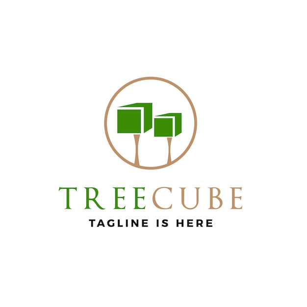 Tree cube logo vector icon illustration