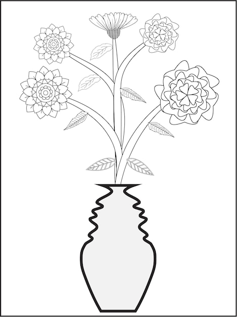 Tree flower coloring page. hand drawn flowers, coloring page for adult. Best Flower coloring page.