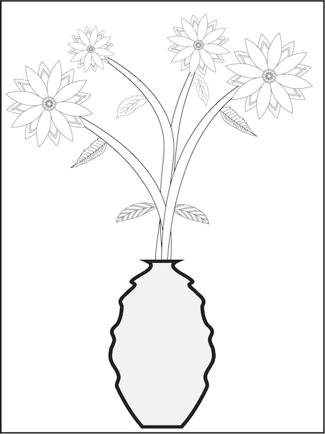 Tree flower coloring page. hand drawn flowers, coloring page for adult. Best Flower coloring page.