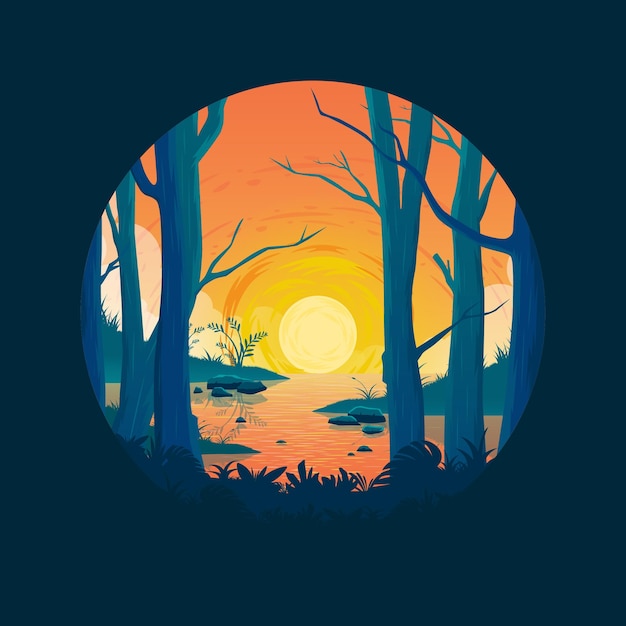 Tree Forest landscape vector illustration logo design