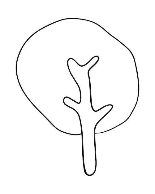 Tree forest plant with foliage doodle line cartoon