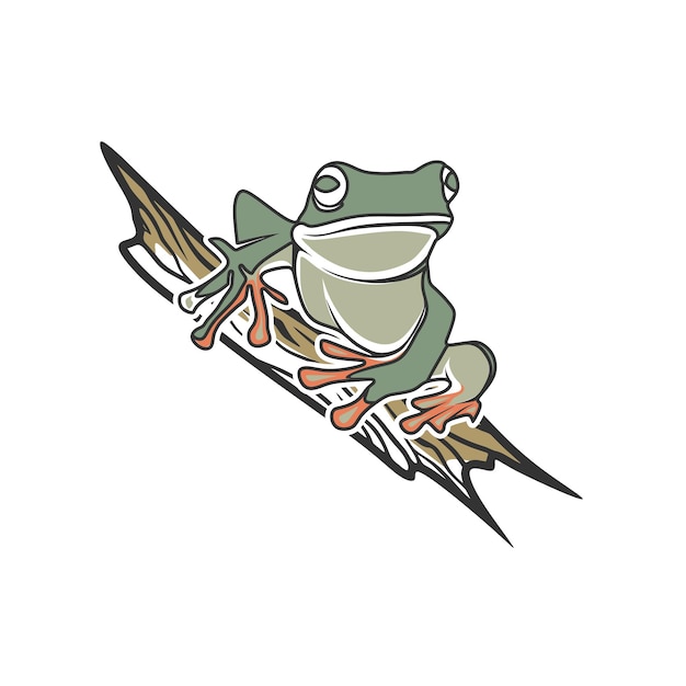 Tree frog illustration logo design